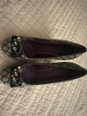 Poetic License Gray Patterned Jeweled Heels